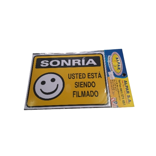 PLACA SONRIA USTED ESTA SIENDO FILMADO