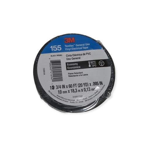 CINTA 3M ELECTRICA 155 AISLADORA 19MMX18MT NEGRO