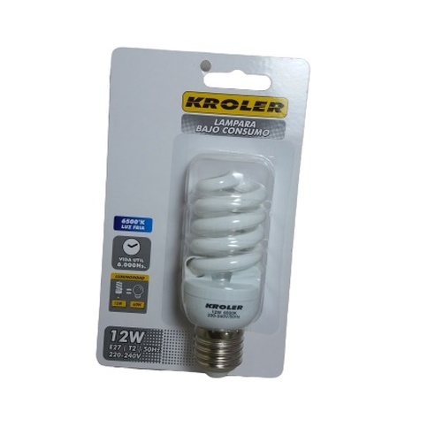 LAMPARA BAJO CONSUMO 12W 6500K E27 6000HS ESPIRAL