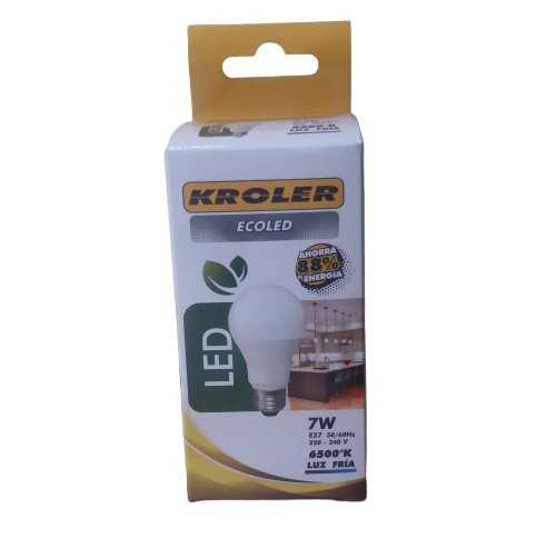 LAMPARA ECOLED A60 7W 6500K LUZ FRIA