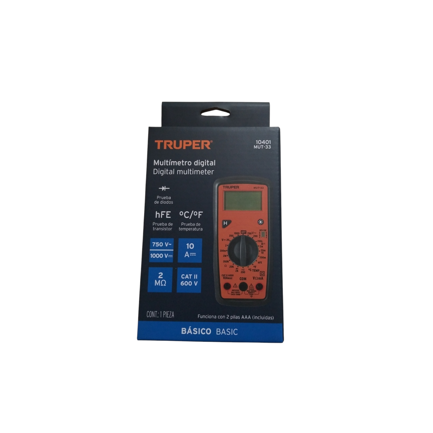 MULTIMETRO DIGITAL BASICO TRUPER MUT-33 10401