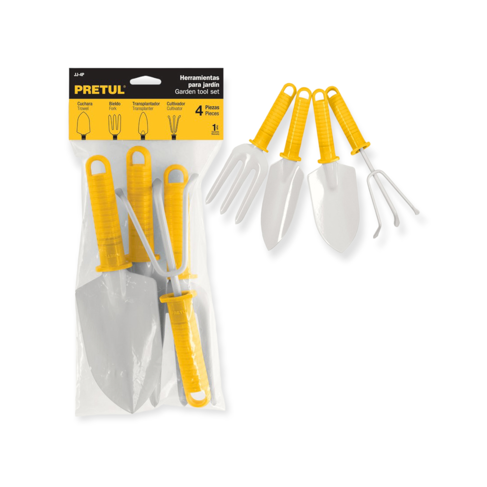 HERRAMIENTAS PARA JARDIN CON MANGO 4 PIEZAS