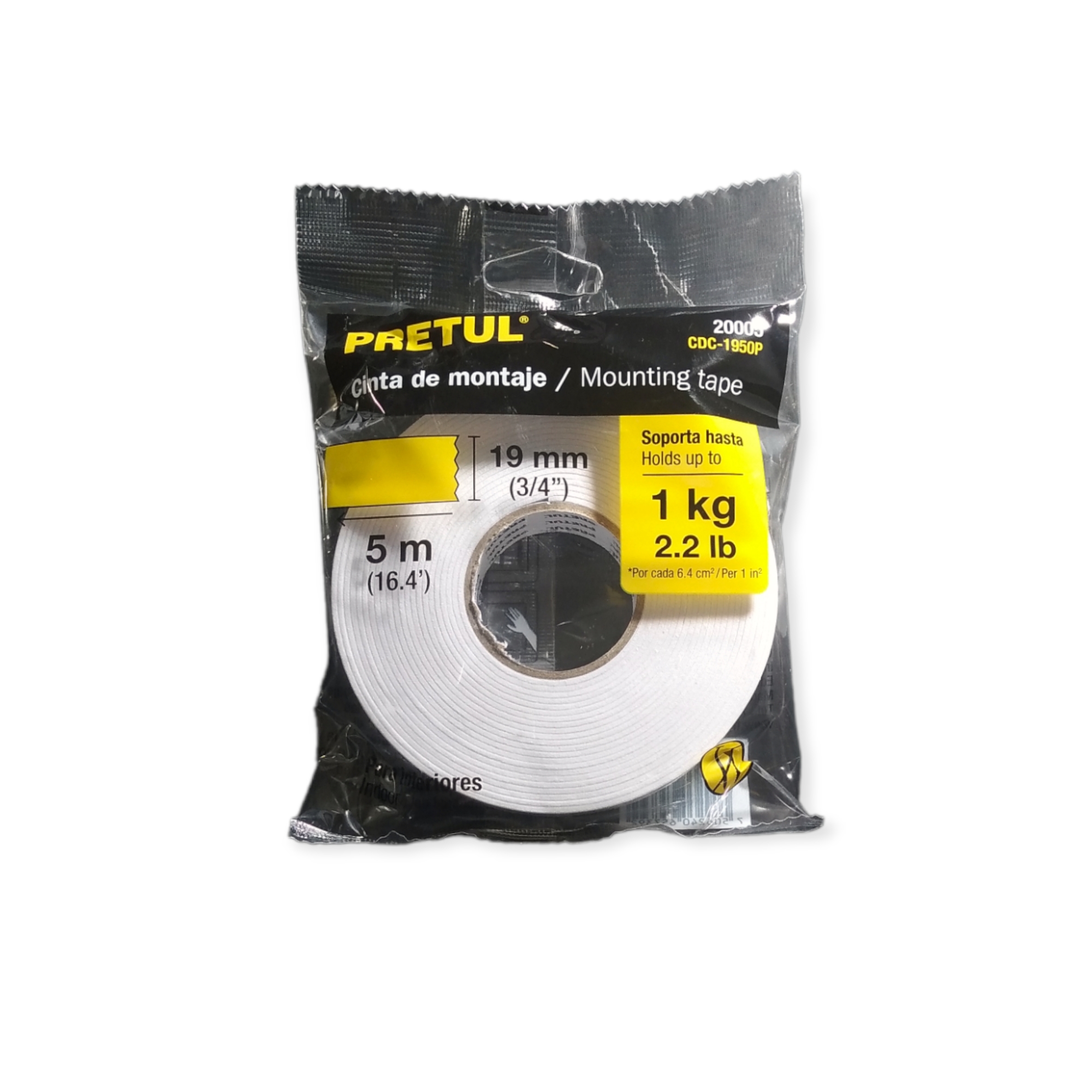 CINTA DOBLE FAS PRETUL 5M 19MM