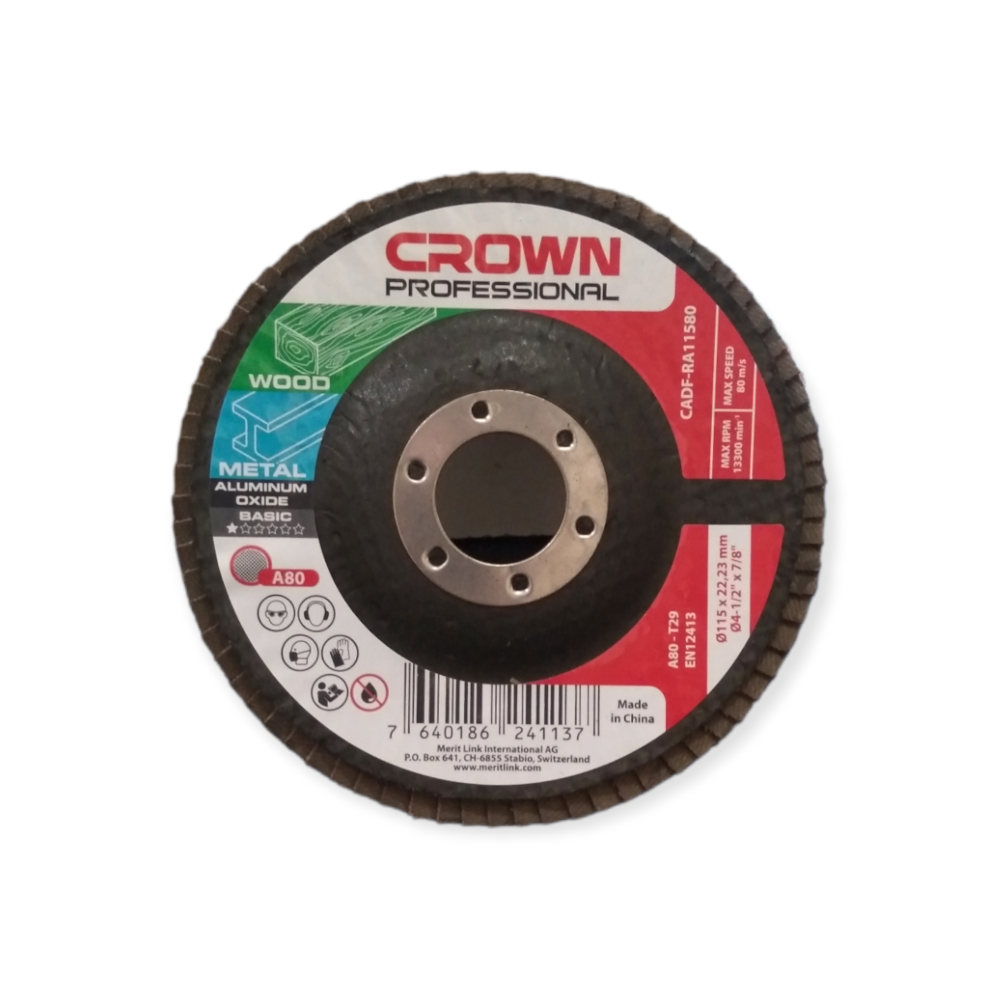 DISCO FLAP CROWN MADERA - METAL 115MM P80