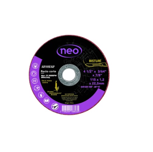 DISCO DE CORTE INOX 115 X 1,2 X 22,2 NEO