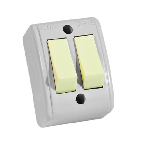 INTERRUPTOR EXTERNO SIMPLE DOBLE GRIS CX
